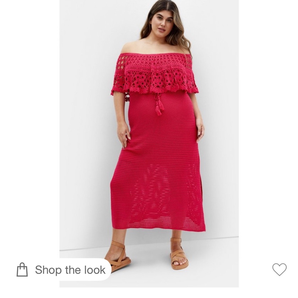 City Chic‎ Vibrant Pink Crochet Dress